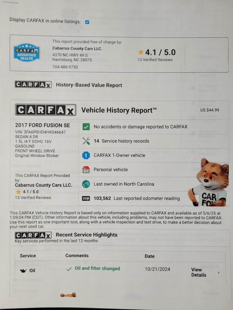 2017 Ford Fusion SE photo