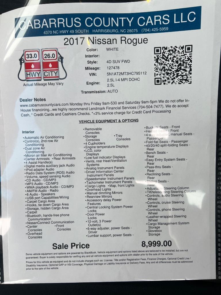 2017 Nissan Rogue - $8,999
