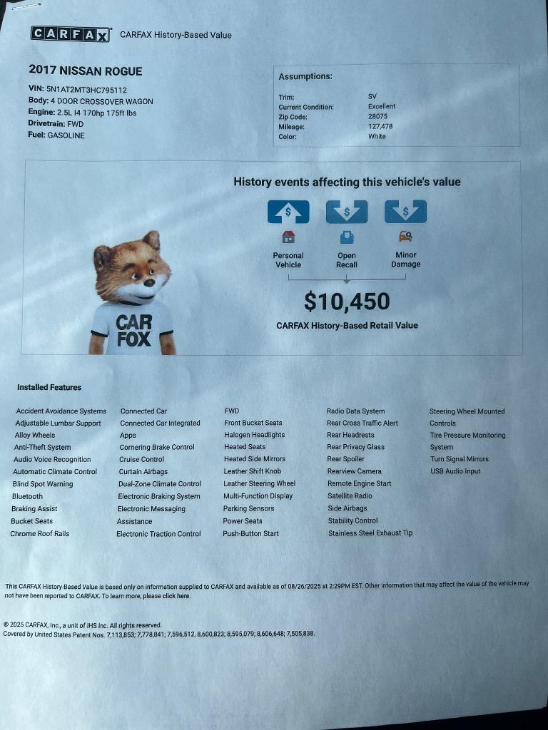 2017 Nissan Rogue - $8,999