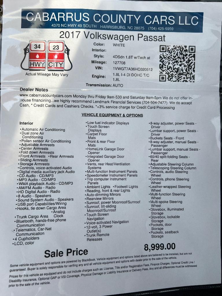 2017 Volkswagen Passat - $8,999