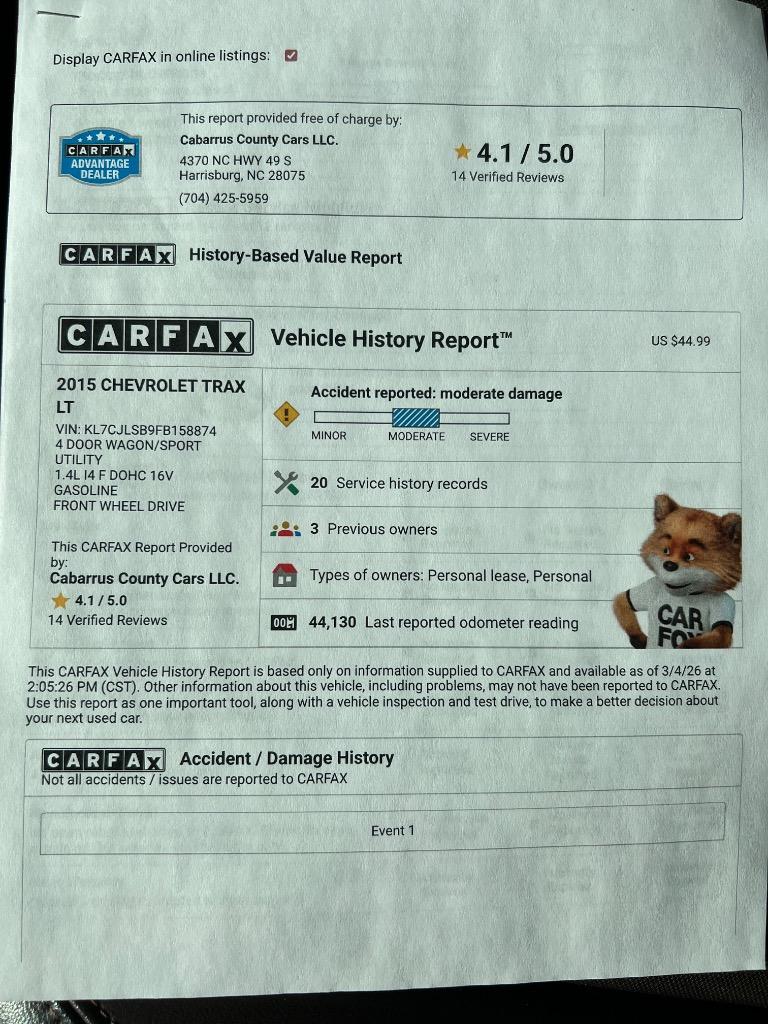 2015 Chevrolet Trax - $10,799
