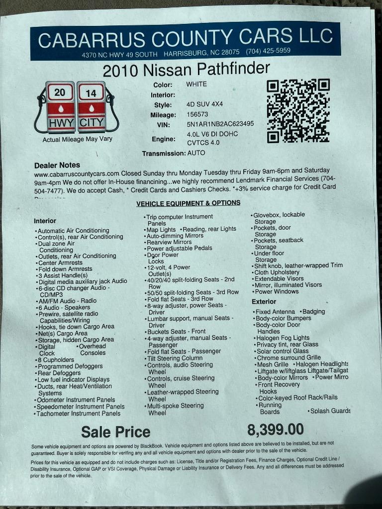 2010 Nissan Pathfinder - $8,399