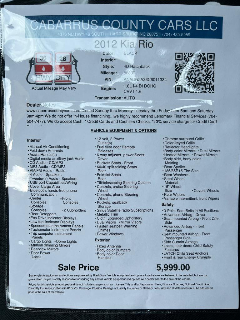2012 Kia Rio - $5,999