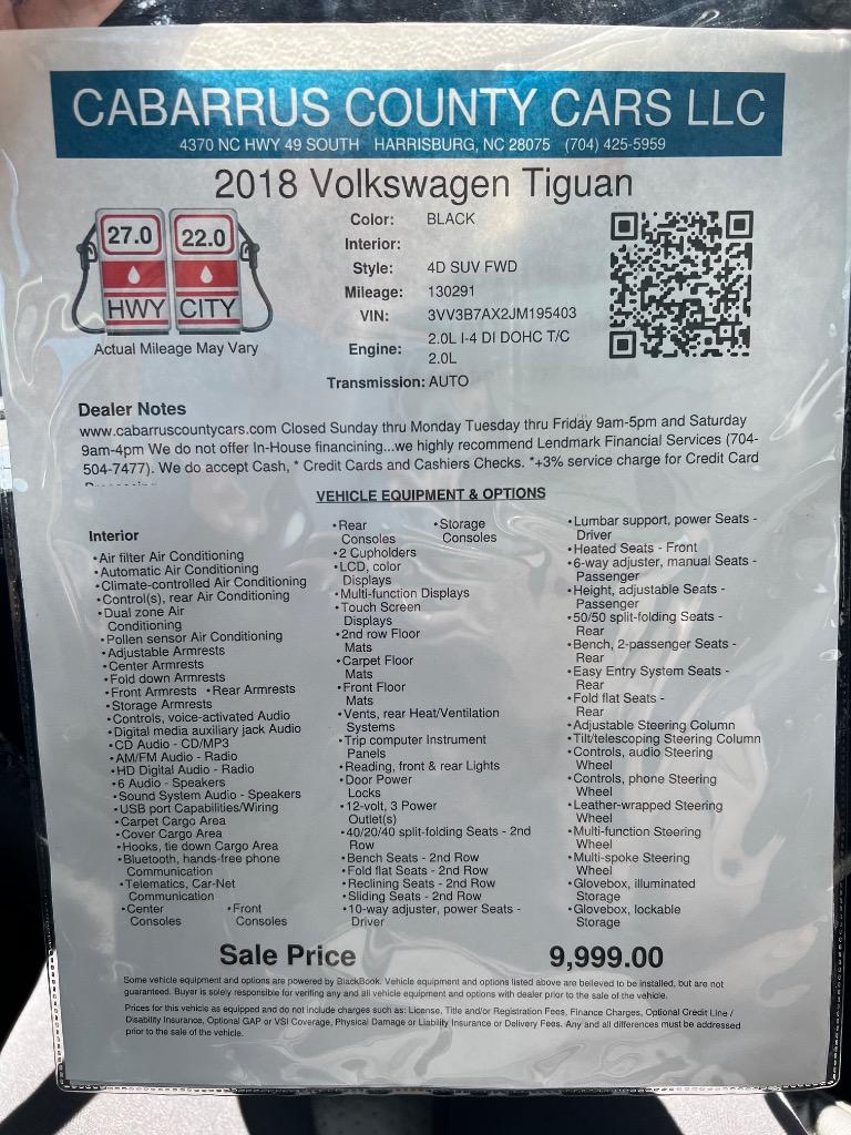2018 Volkswagen Tiguan - $10,698