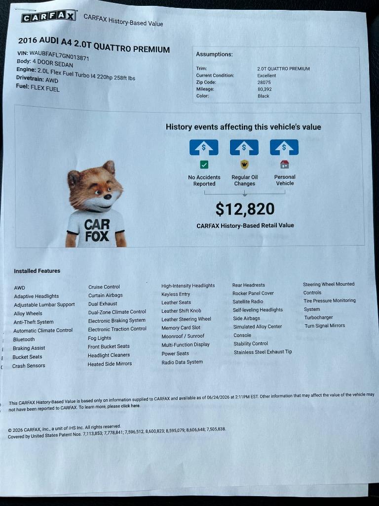 2016 Audi A4 - $12,499