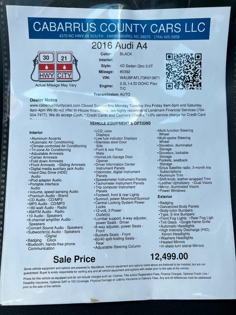2016 Audi A4 - $12,499