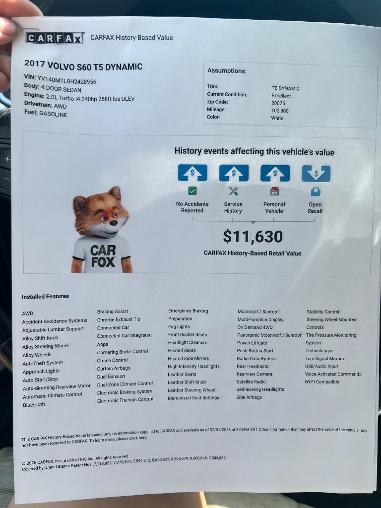 2017 Volvo S60 - $10,599