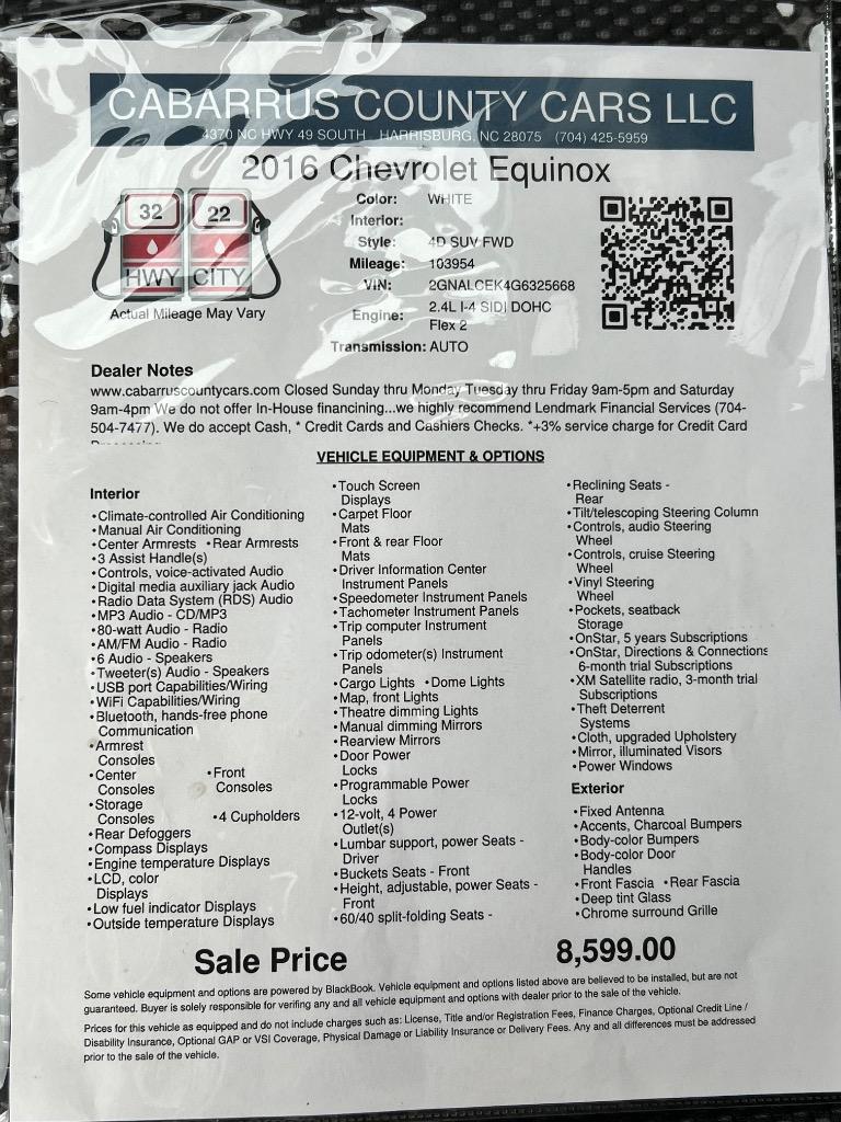 2016 Chevrolet Equinox - $8,599