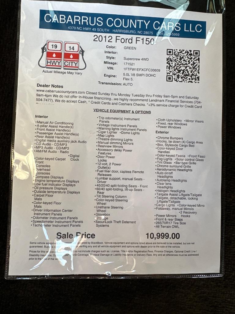 2012 Ford F-150 - $10,999