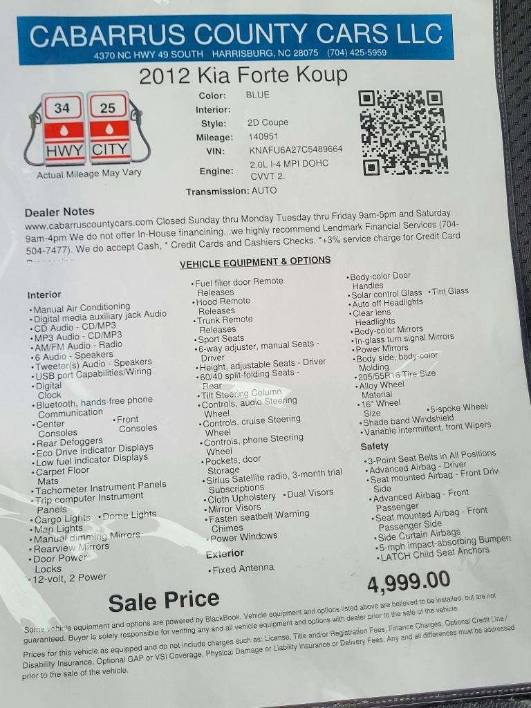 2012 Kia Forte - $4,999