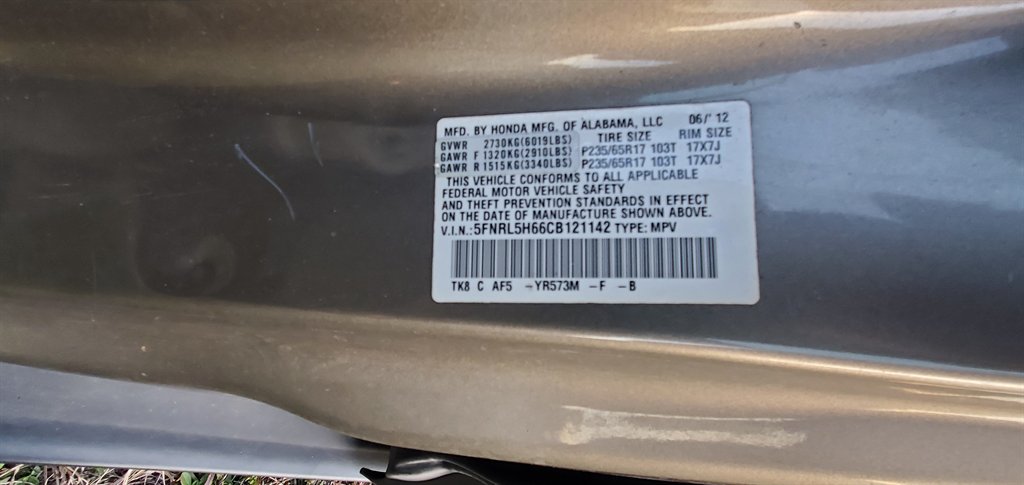 2012 Honda Odyssey - $5,850