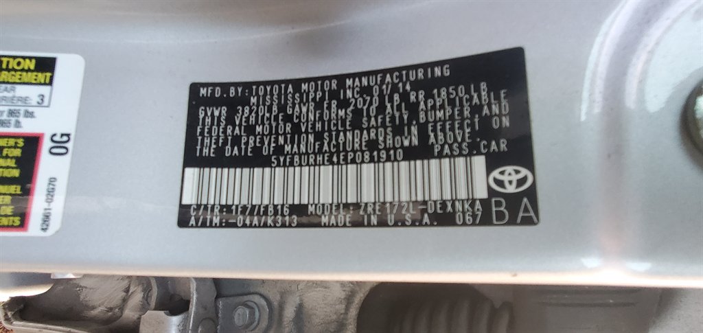 2014 Toyota Corolla - $6,000