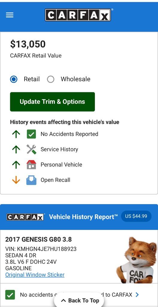2017 Genesis G80 - $10,999