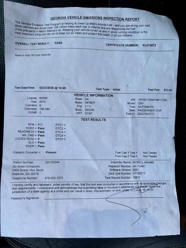 2015 INFINITI Q50 - $8,500