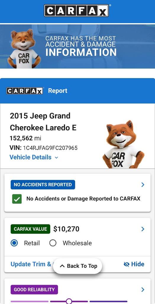 2015 Jeep Cherokee - $8,999