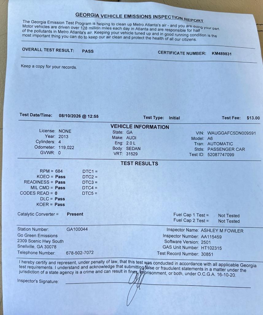 2013 Audi A6 - $7,800