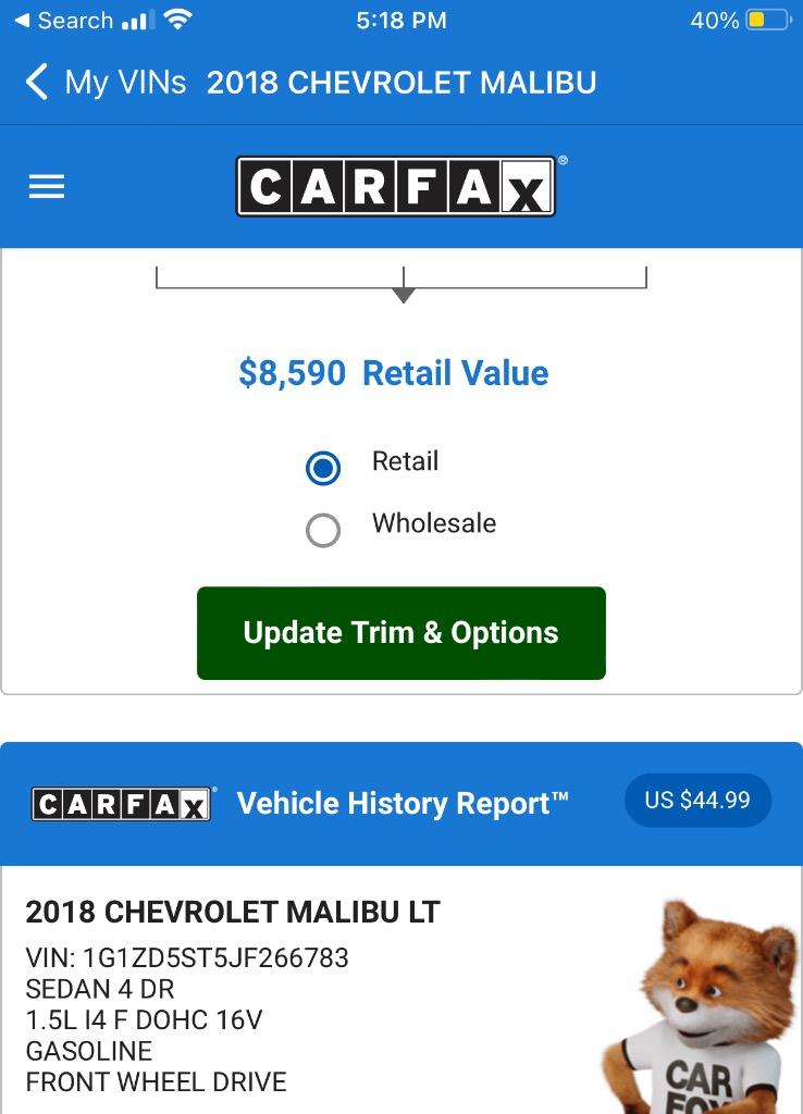 2018 Chevrolet Malibu LT photo