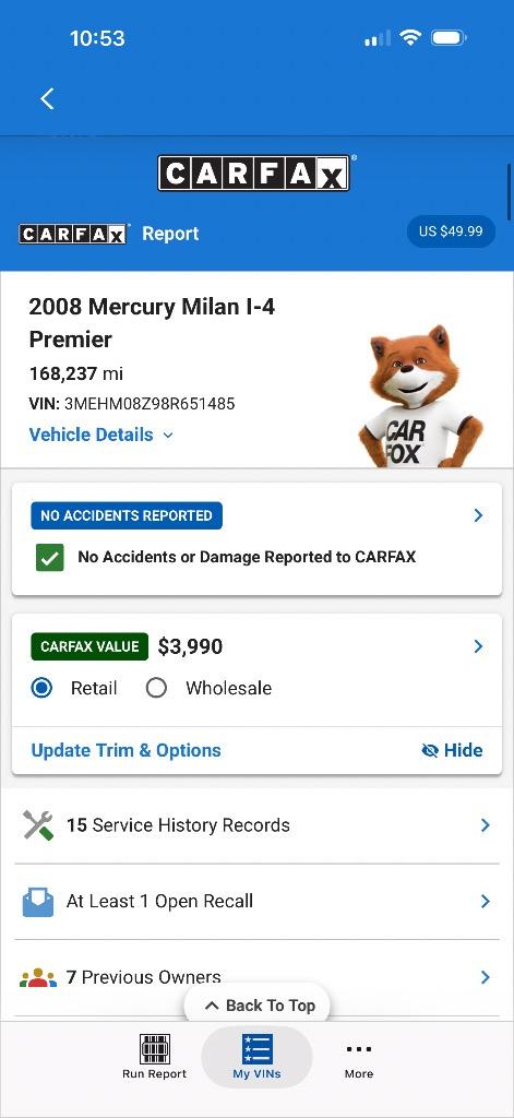 2008 Mercury Milan - $1,999