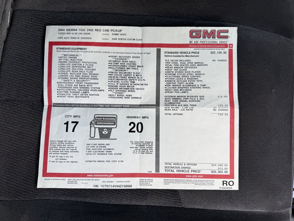 2004 GMC Sierra - $18,000