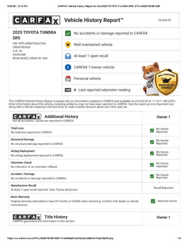 2025 Toyota Tundra - $49,999