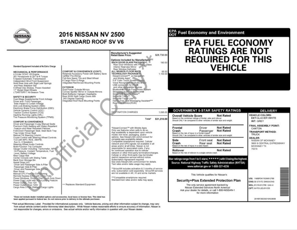 2016 Nissan Nv - $10,999