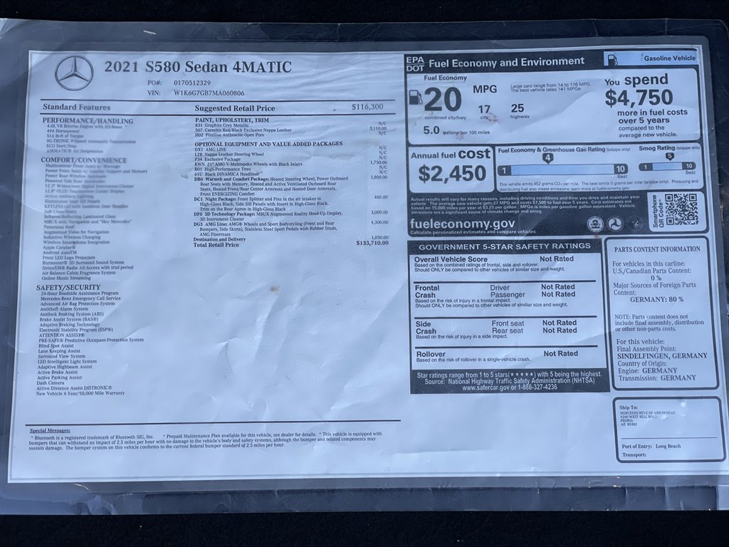 2021 Mercedes-Benz S-class - $59,999