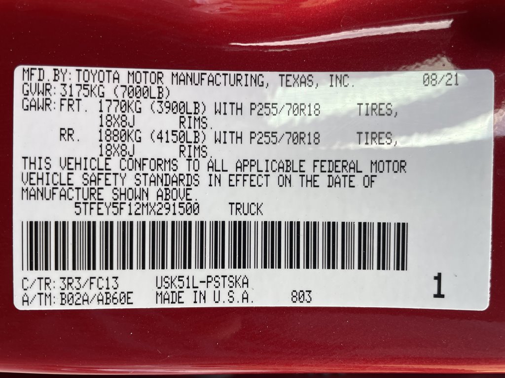 2021 Toyota Tundra - $32,999