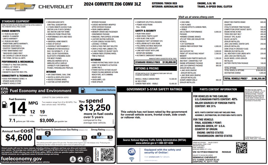 2024 Chevrolet Corvette - $139,999