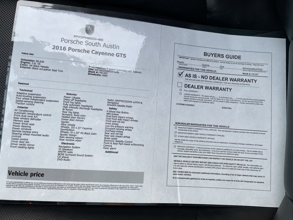 2016 Porsche Cayenne - $32,999