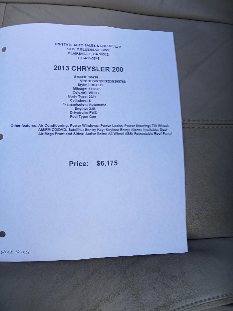 2013 Chrysler 200 - $6,175