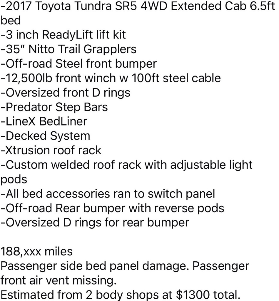 2017 Toyota Tundra - $24,995