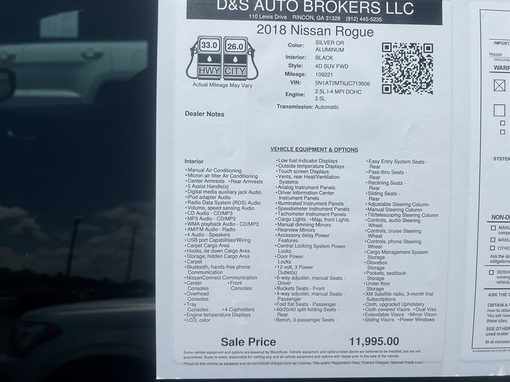 2018 Nissan Rogue - $11,995