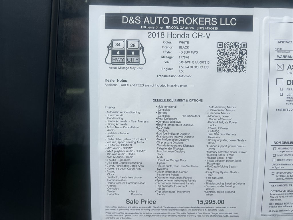 2018 Honda CR-V - $15,995