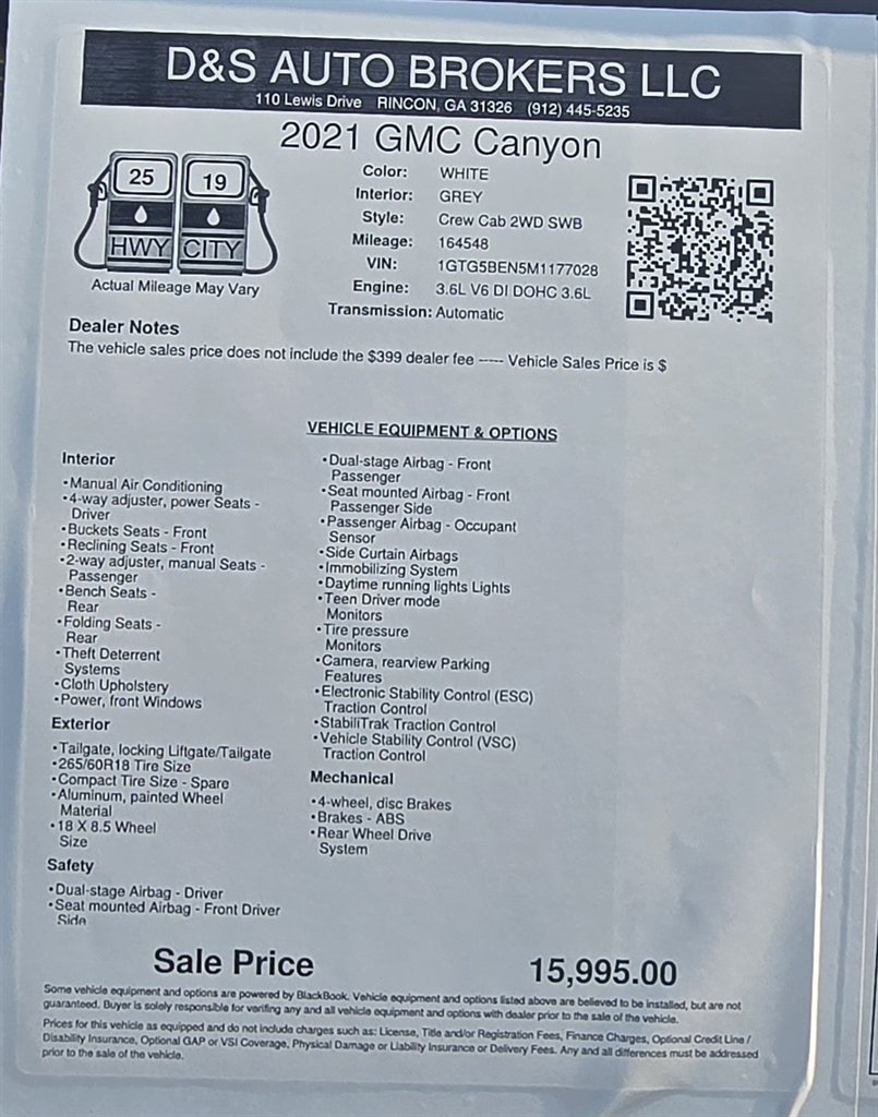 2021 GMC Canyon - $15,995
