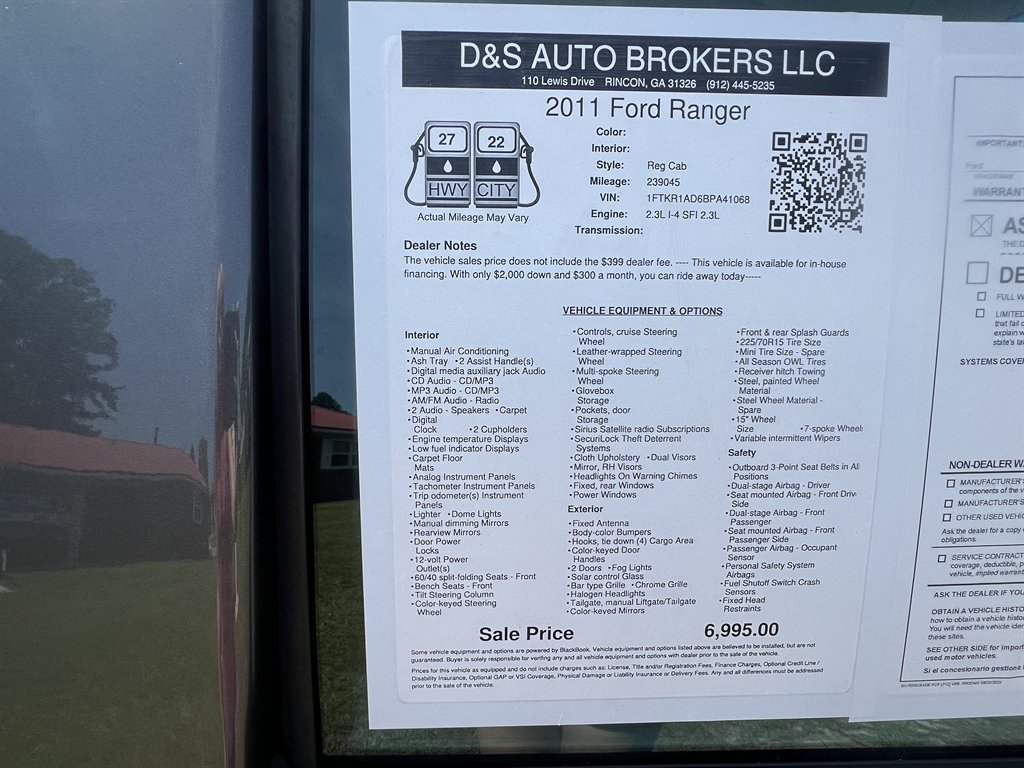 2011 Ford Ranger - $6,995
