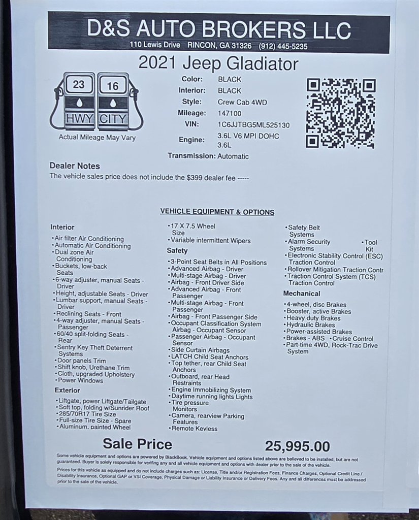 2021 Jeep Gladiator - $25,995