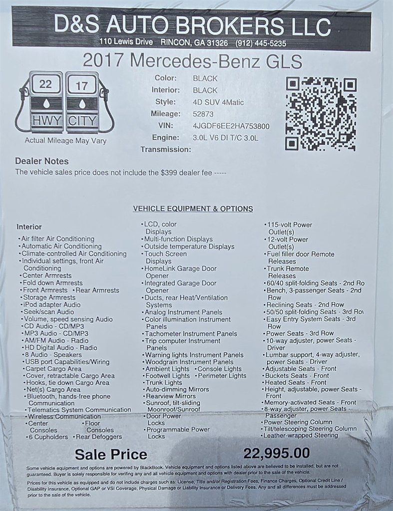 2017 Mercedes-Benz GLS - $22,995