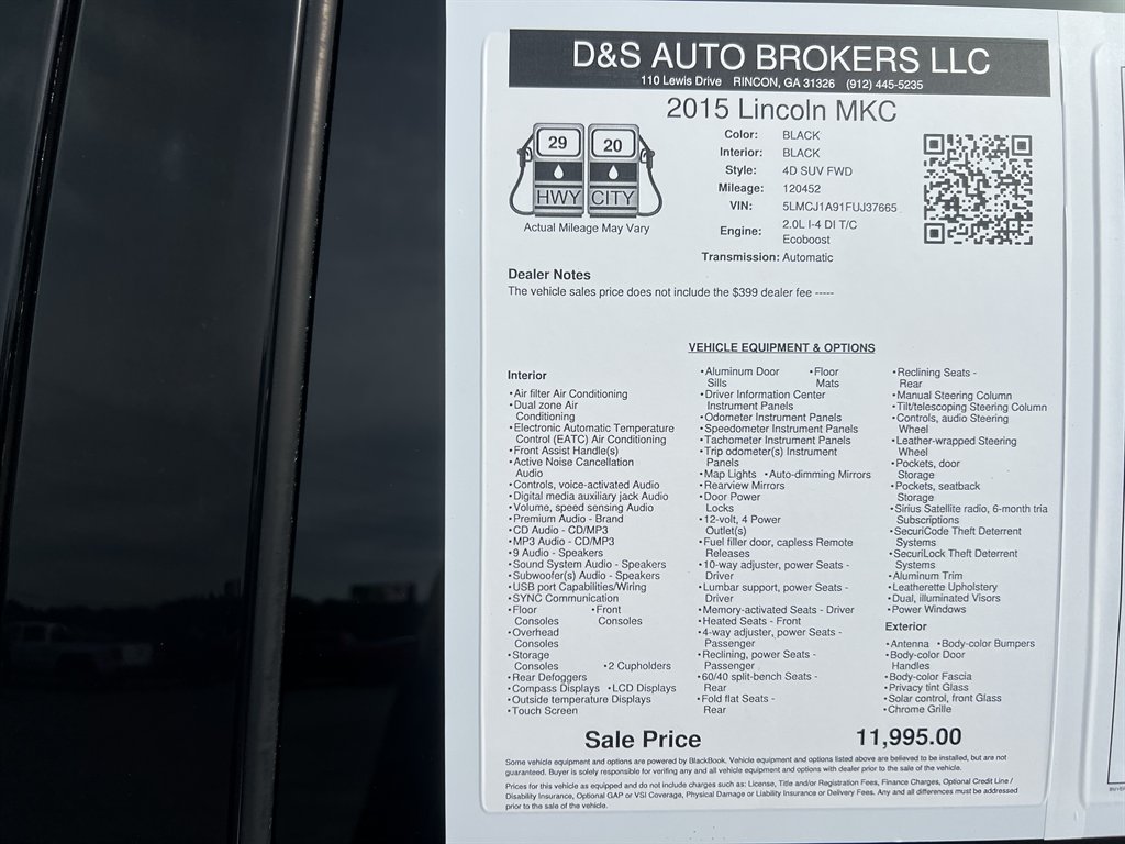 2015 Lincoln MKC - $11,995