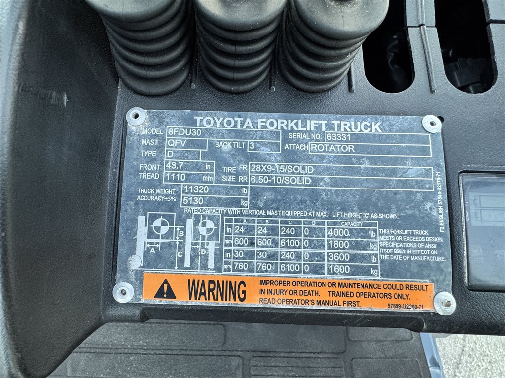 2018 Toyota 8fdu30 - $19,995