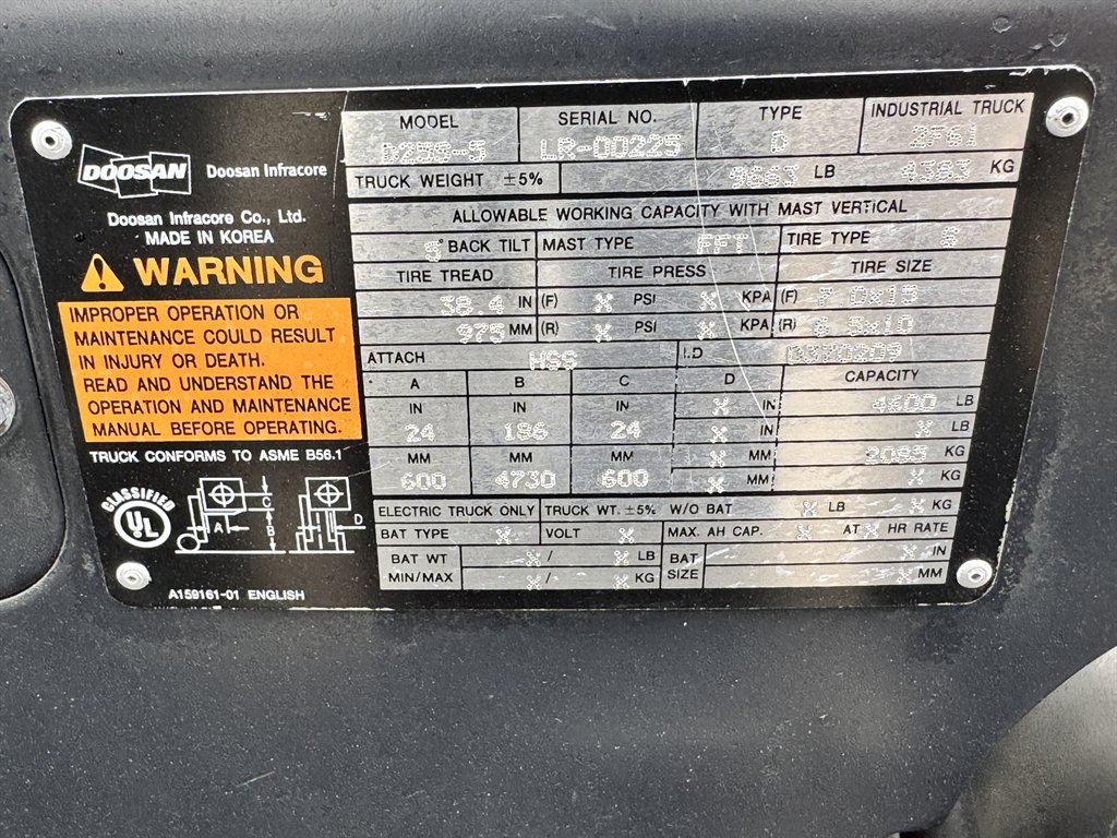 2007 Doosan D25s-5 - $12,995
