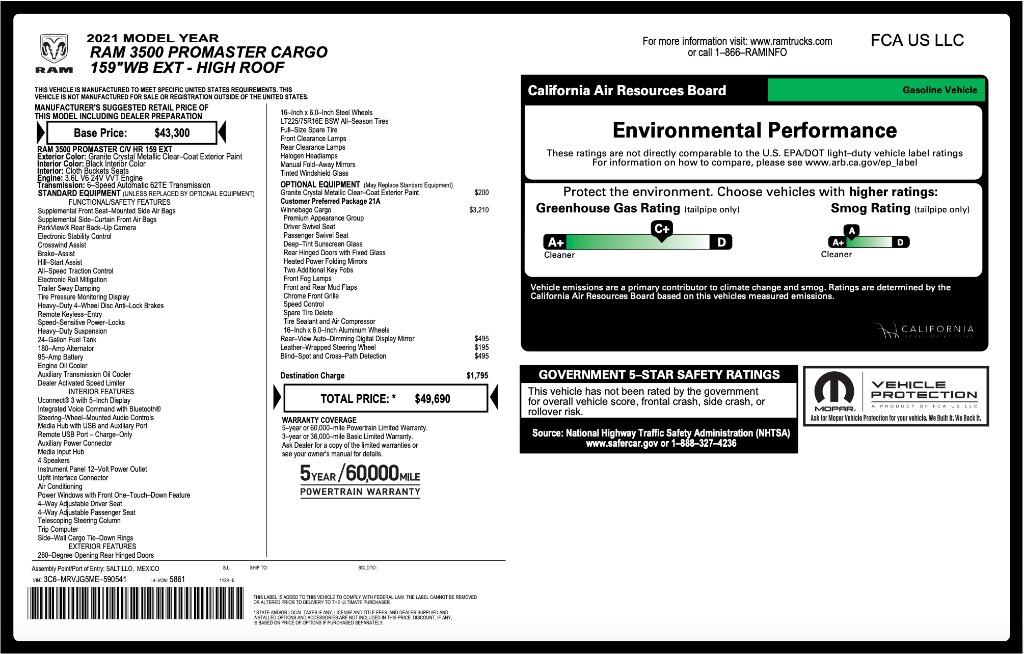2022 Ram ProMaster 3500 - $89,999