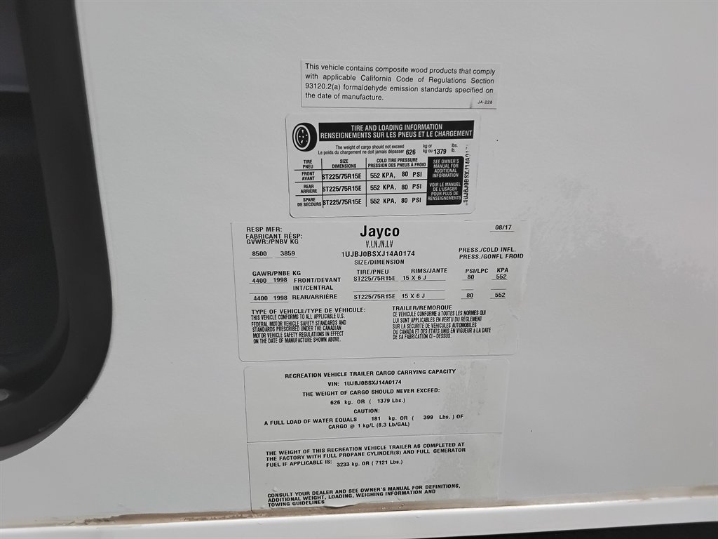 2017 Jayco Whitehawk - $14,900
