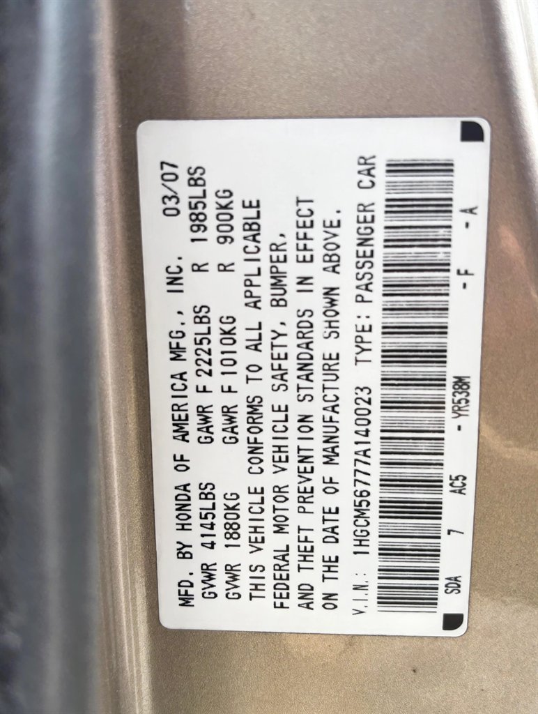 2007 Honda Accord - $5,995