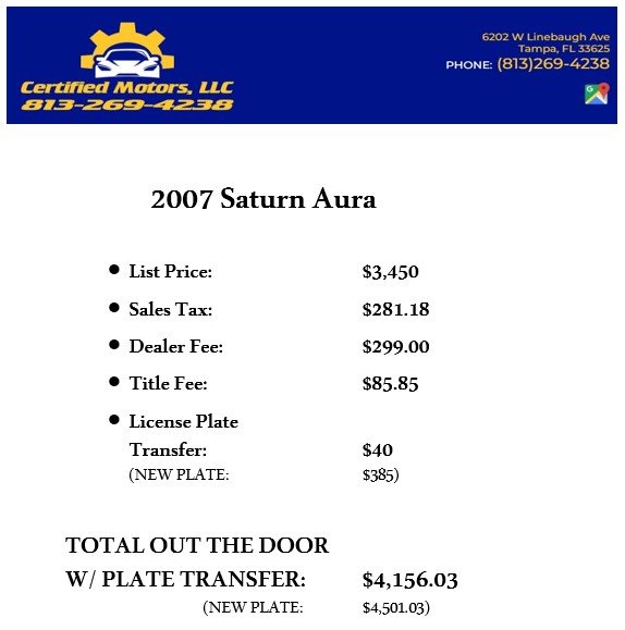 2007 Saturn Aura - $3,450