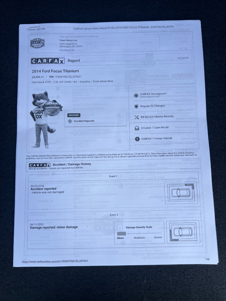 2014 Ford Focus - $14,292