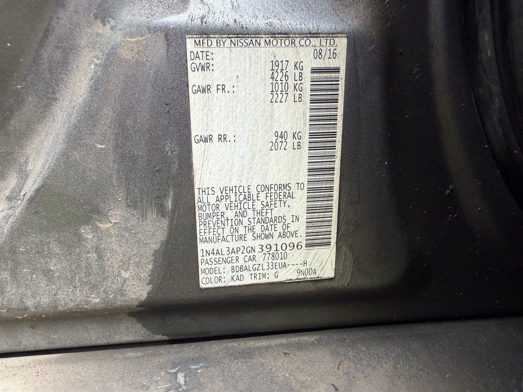 2016 Nissan Altima - $5,400