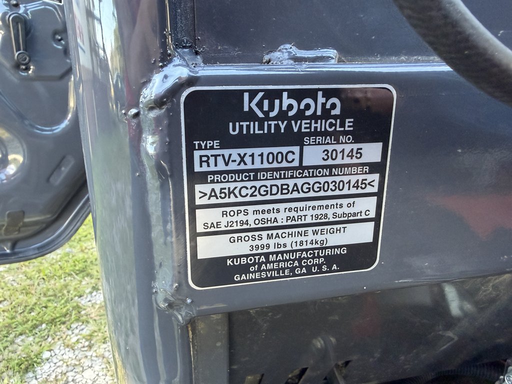 2016 Kubota RTV-X1100c - $16,500