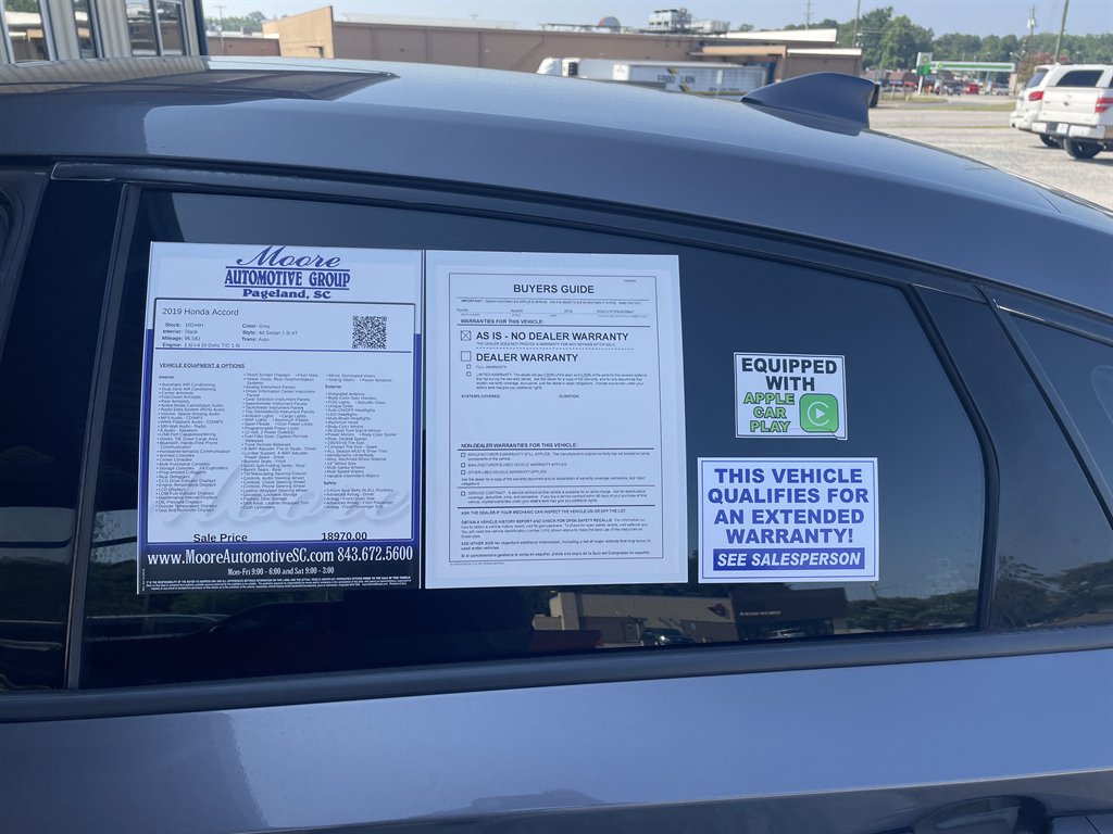 2019 Honda Accord - $17,940