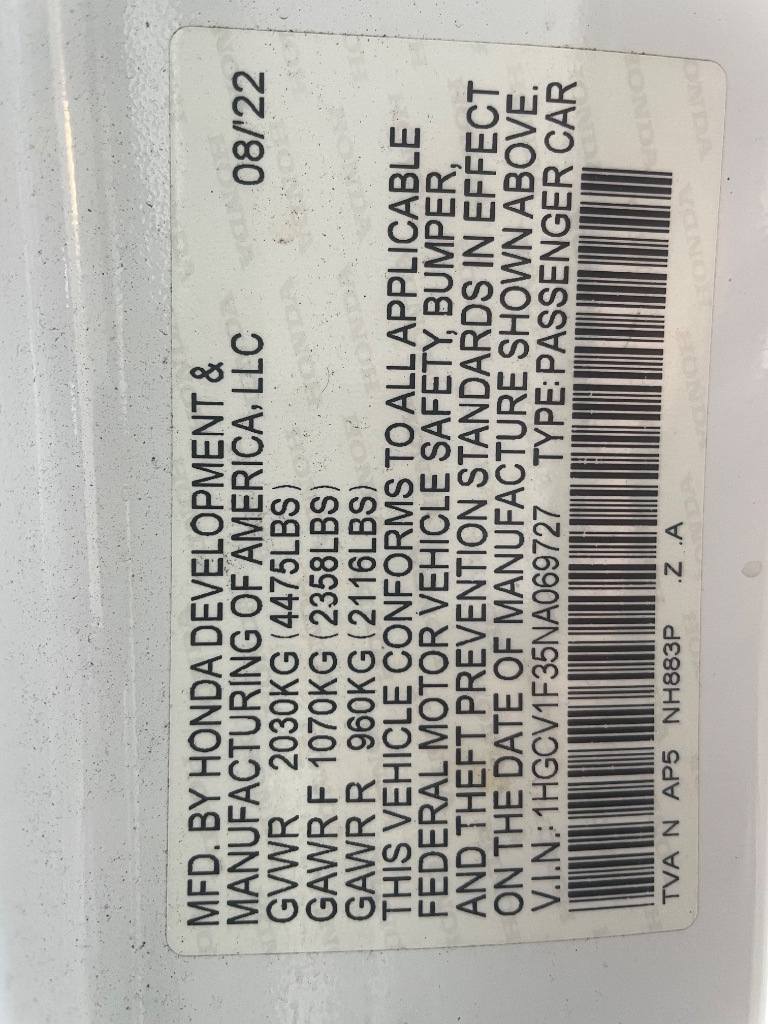 2022 Honda Accord - $18,995