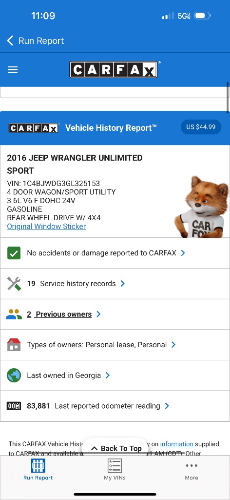 2016 Jeep Wrangler - $14,999